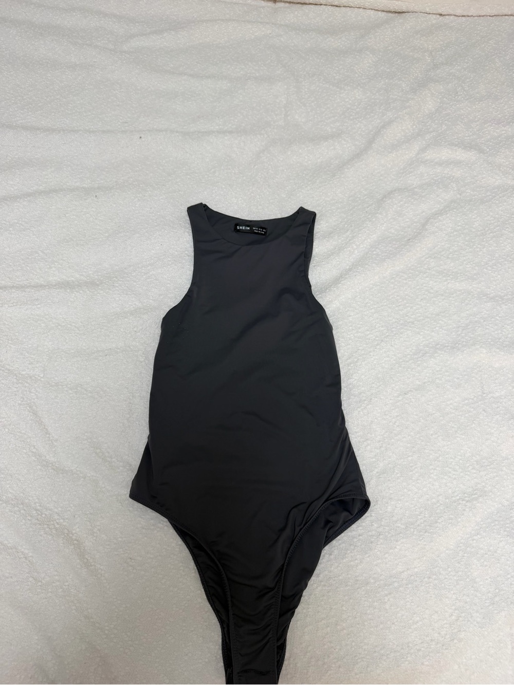 Gray High Neck One-Piece Bodysuit